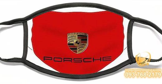 In khẩu trang logo Porsche màu đỏ
