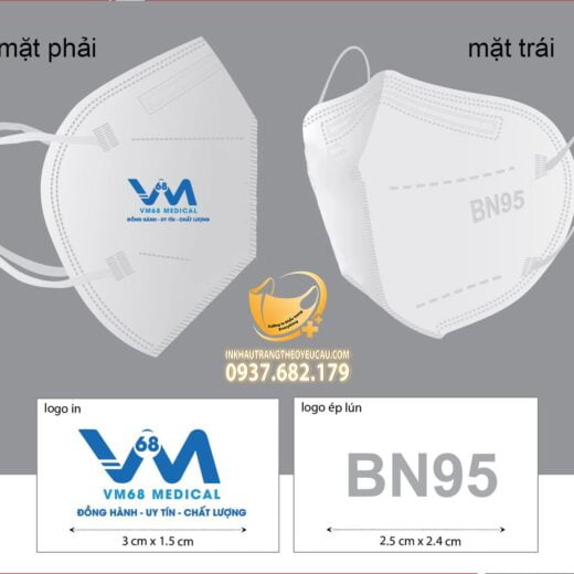 In logo khẩu trang n95 VM68 Medical