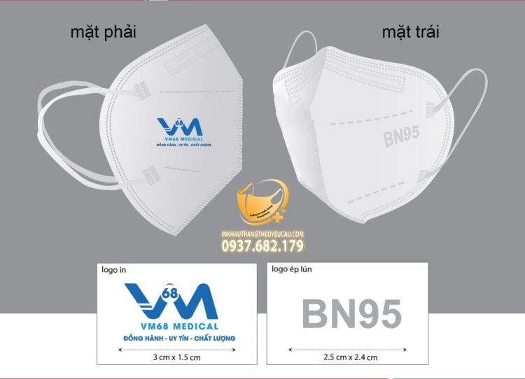 In logo khẩu trang n95 VM68 Medical
