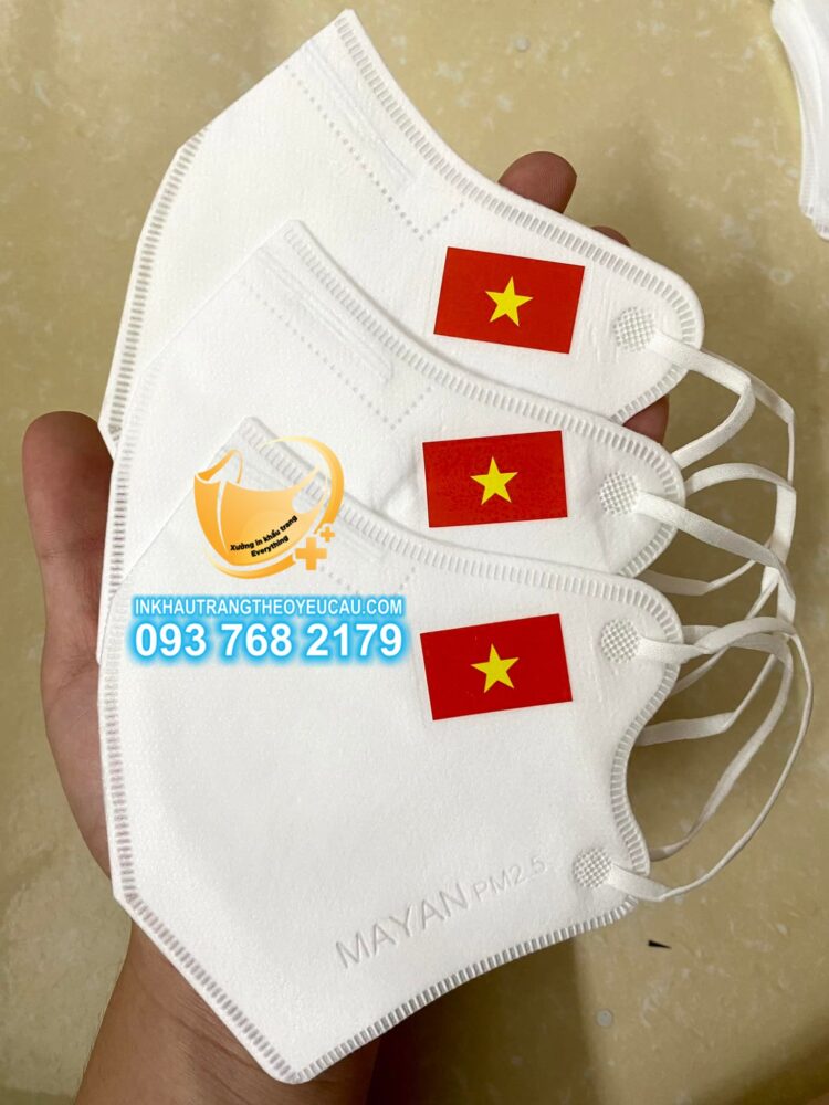 In hình khẩu trang N95 lá cờ Việt Nam