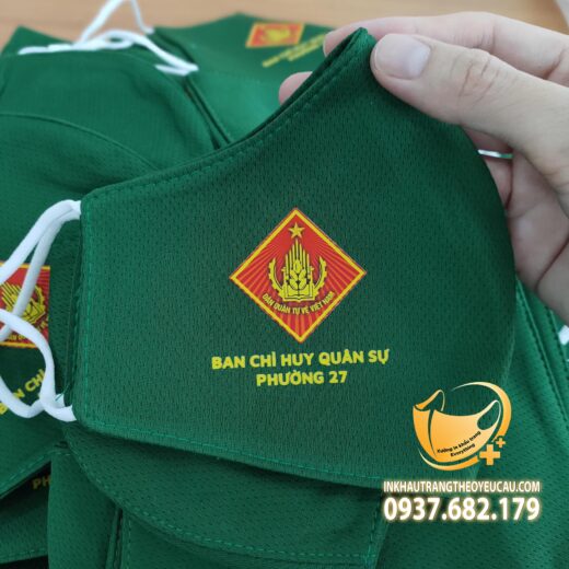 Khẩu trang vải in logo Ban chỉ huy Quân sự phường 27