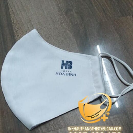 Khẩu trang vải in logo hotel Hòa Bình