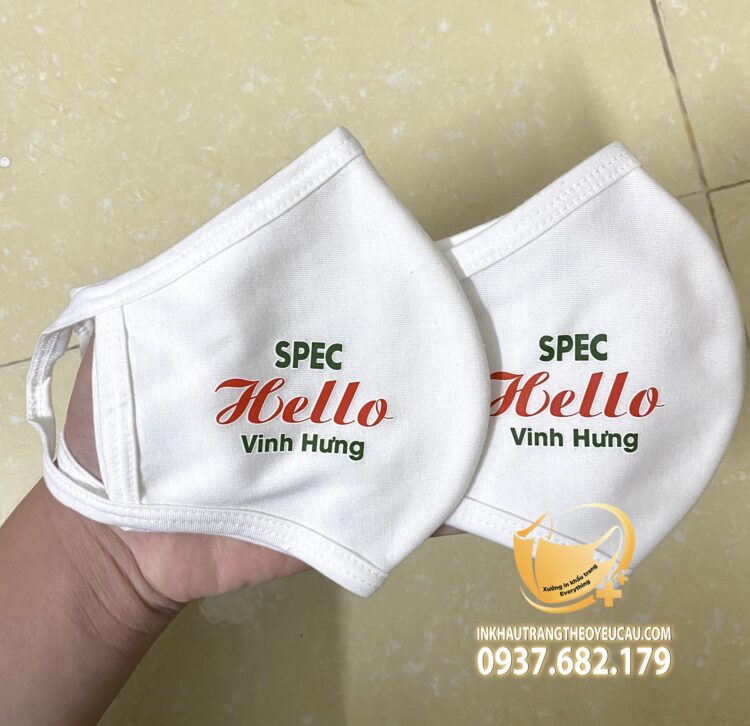 Khẩu trang vải in logo Spec Hello Vĩnh Hưng