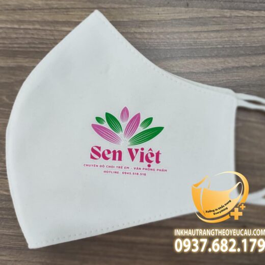 Khẩu trang vải in logo văn phòng phẩm Sen Việt