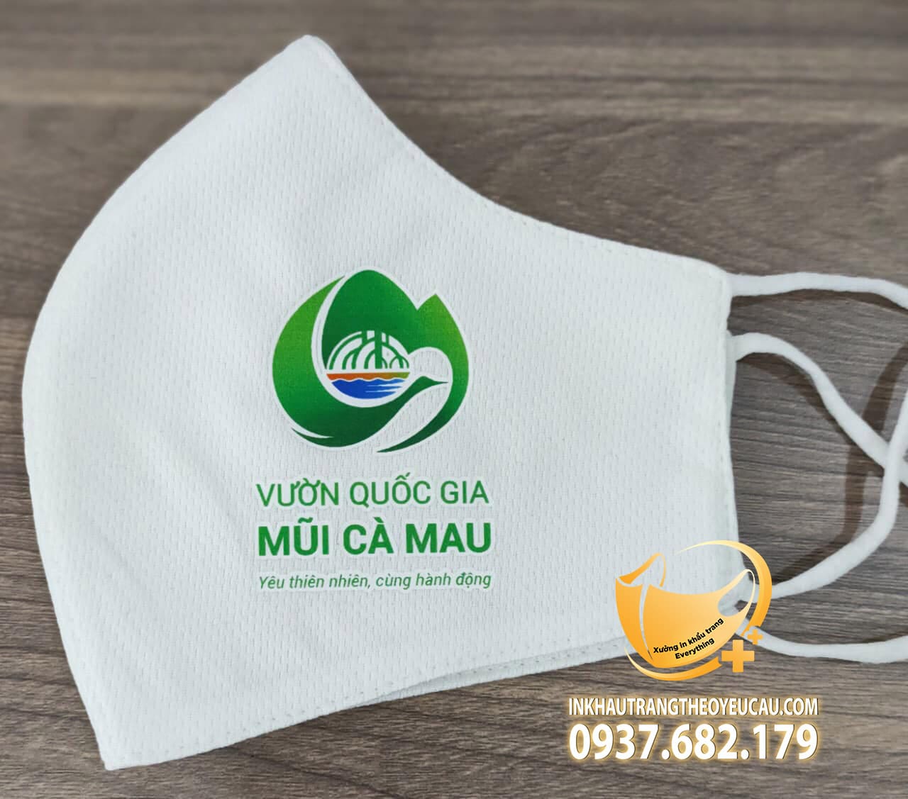 Khẩu trang vải in logo vườn quốc gia Mũi Cà Mau