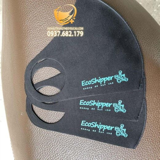 Khẩu trang vải poly 1 lớp in logo Ecoshipper Rotated