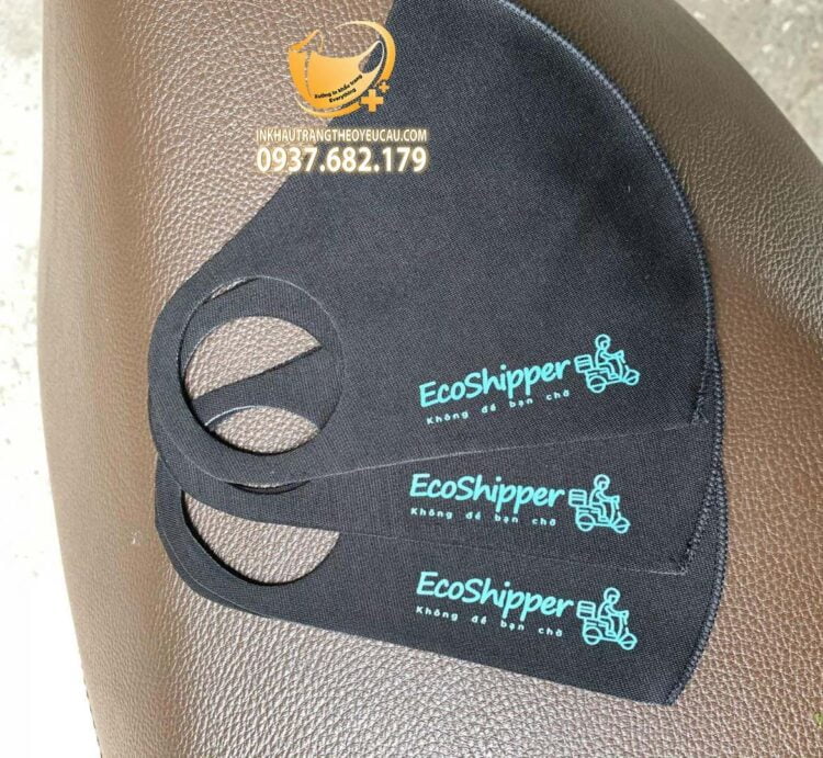 Khẩu trang vải poly 1 lớp in logo Ecoshipper Rotated