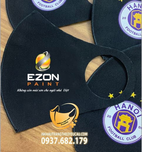Khẩu trang vải su in logo sơn Ezon Paint