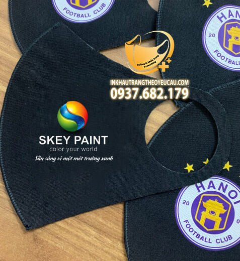 Khẩu trang vải su in logo sơn Skey Paint