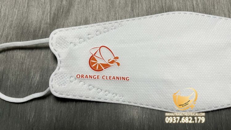 Khẩu trang kf94 in logo công ty Orange Cleaning