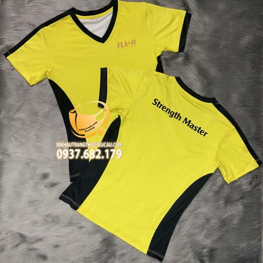 Áo đồng phục PT Flash fitness màu vàng phối đen