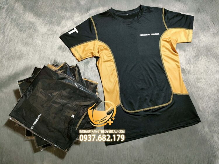 Áo đồng phục PT gym võ thuật TLHP màu đen phối vàng