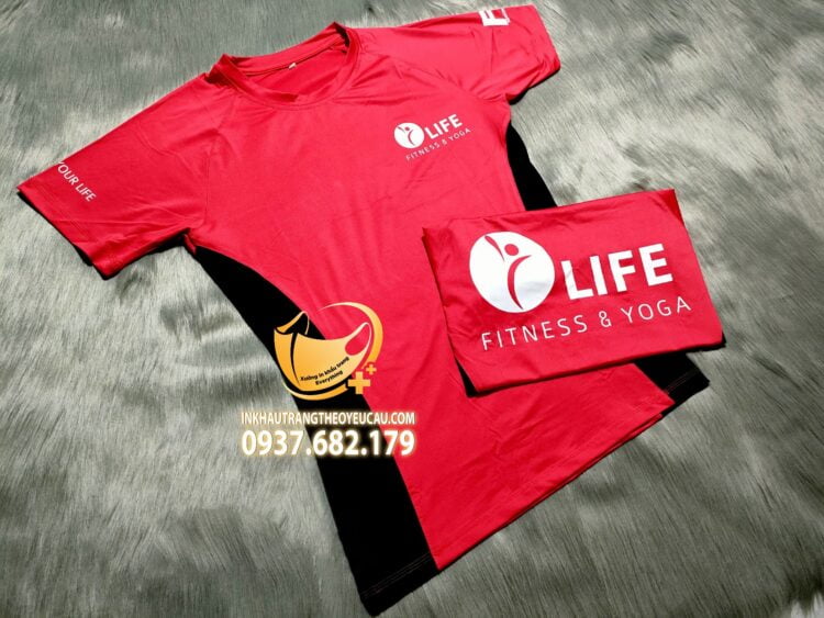 Áo đồng phục PT Life fitness and yoga màu đỏ phối đen