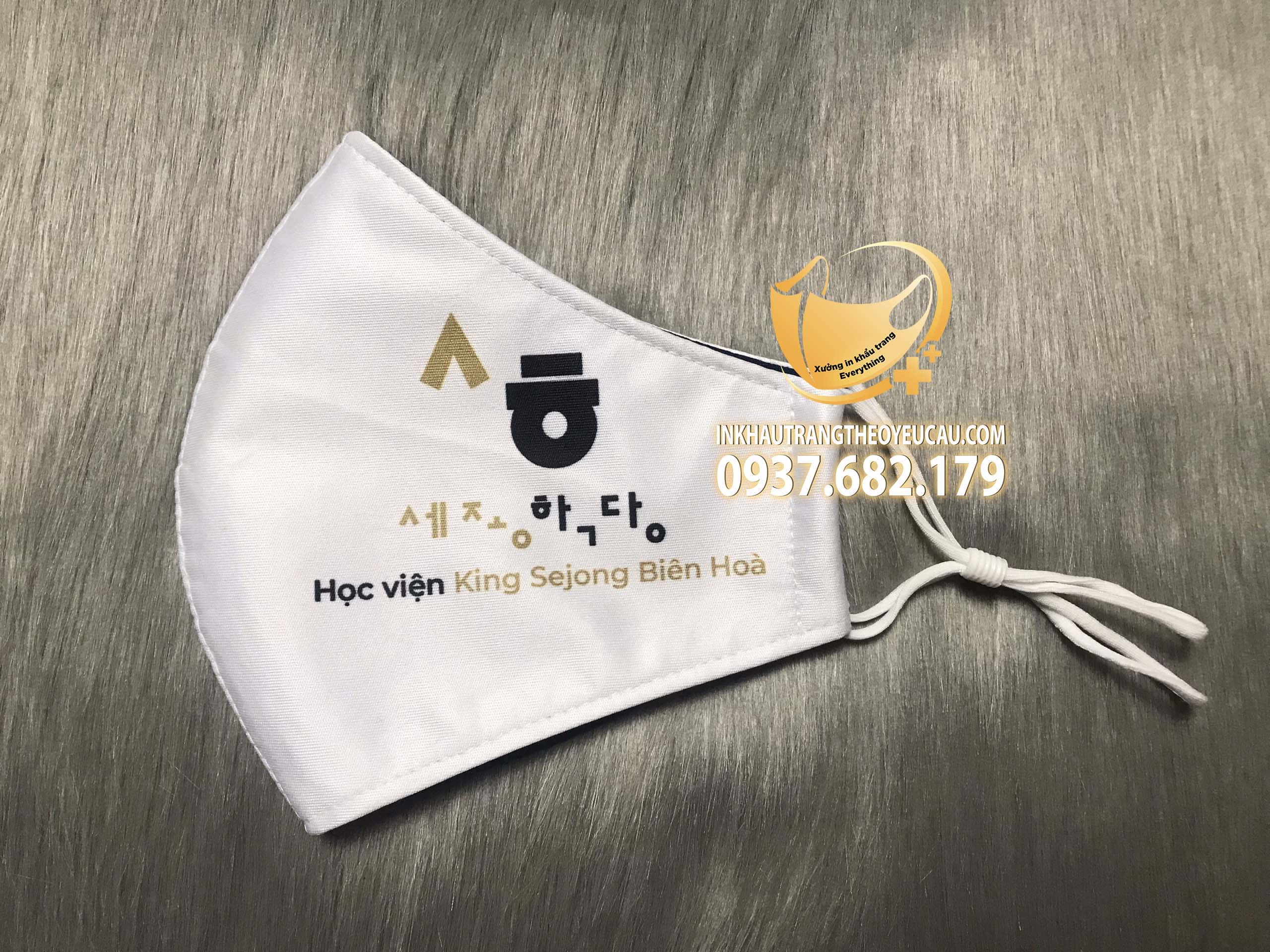 Khẩu trang vải in logo Học viên King Sejong Biên Hòa