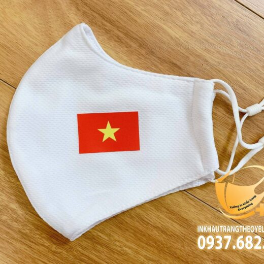 Khẩu trang vải in logo lá cờ Việt Nam