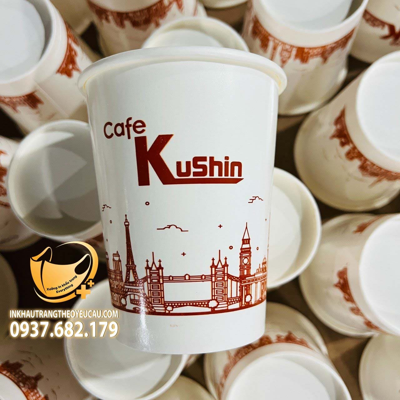 In ly giấy logo Cafe Kushin