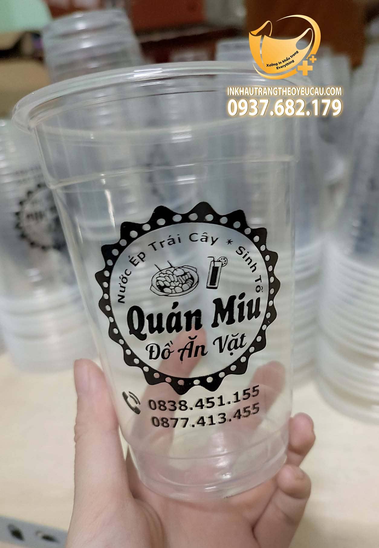 In ly nhựa giá rẻ Quán Miu đồ ăn vặt