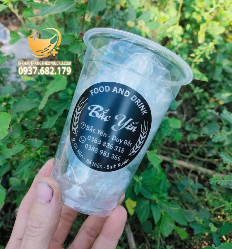 In ly nhựa logo food and drinks Bắc Yến
