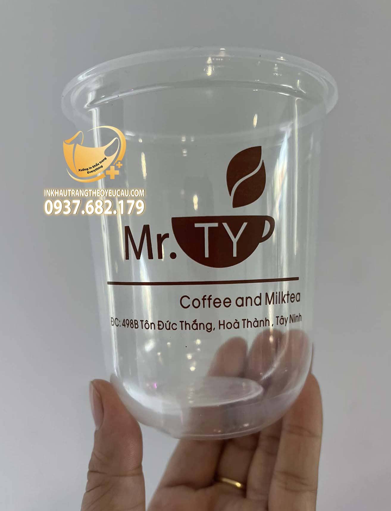 In ly nhựa logo Mr.Ty coffee and milktea