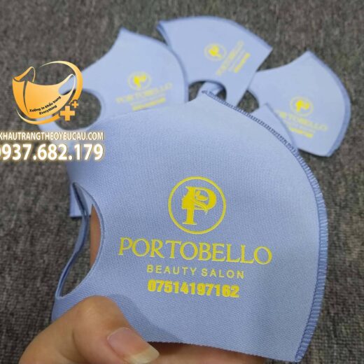 Khẩu trang vải poly in logo Portobello Beauty Salon