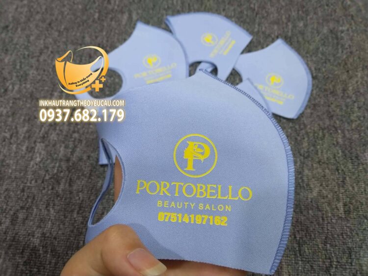 Khẩu trang vải poly in logo Portobello Beauty Salon