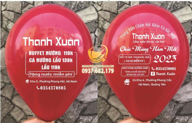 Bóng bay in logo giá rẻ tại TPHCM trung tâm chăm sóc sức khỏe và sắc đẹp Thanh Xuân