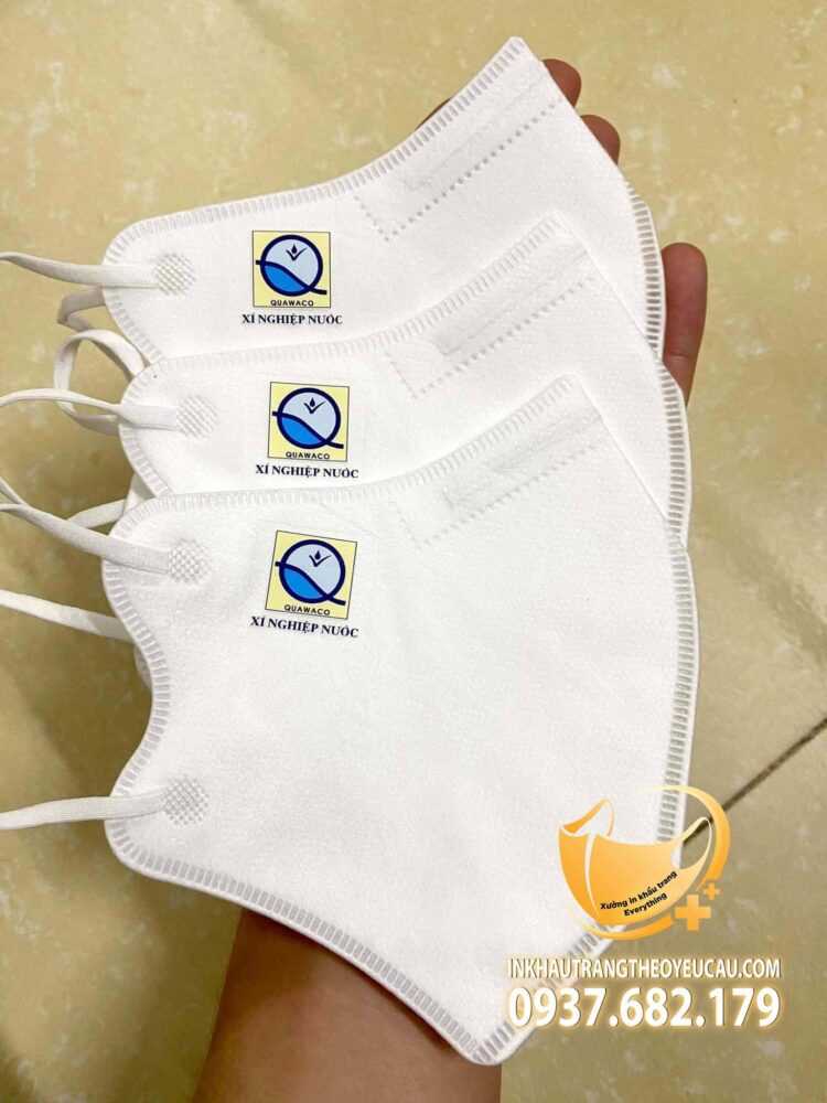 Khẩu trang PM2.5 in logo Xí nghiệp nước sạch Quảng Ninh Quawaco