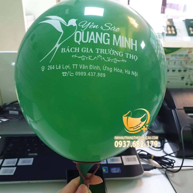 Xưởng in bóng bay giá rẻ logo Yến sào Quang Minh