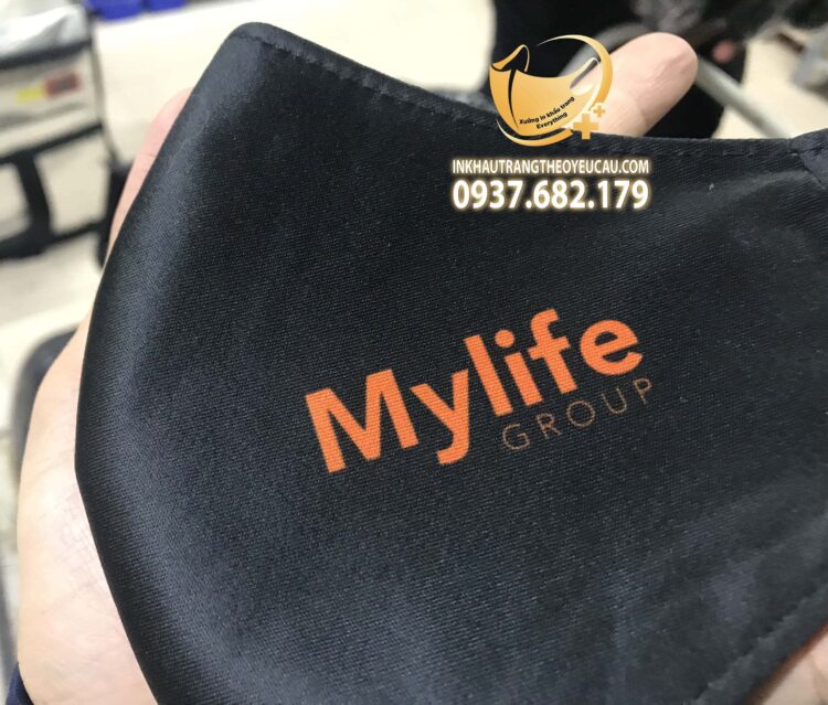 In logo công ty Mylife lên khẩu trang vải