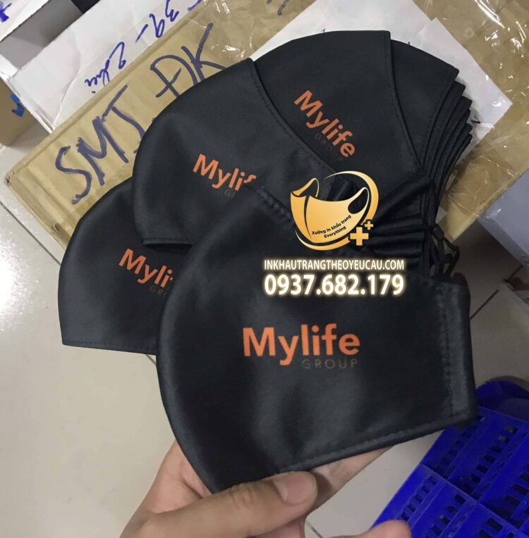 Khẩu trang vải in logo công ty Mylife tại Gò Vấp