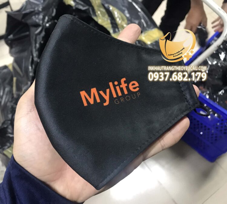 Khẩu trang vải in logo công ty Mylife tại TPHCM
