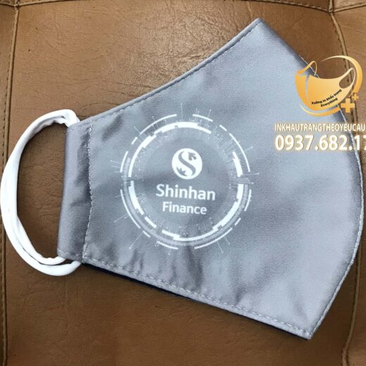 Khẩu trang vải in logo Shinhan Finance Việt Nam màu xám đẹp