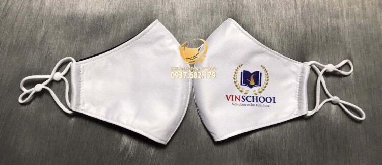 Khẩu trang vải in logo trường Vinschool