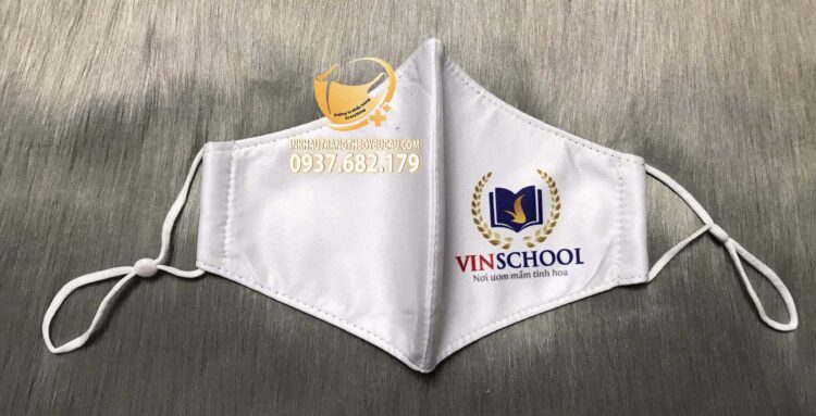 Khẩu trang vải in logo Vinschool cực đẹp