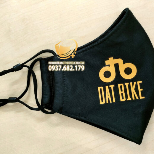 Khẩu trang vải màu đen in logo Đạt Bike