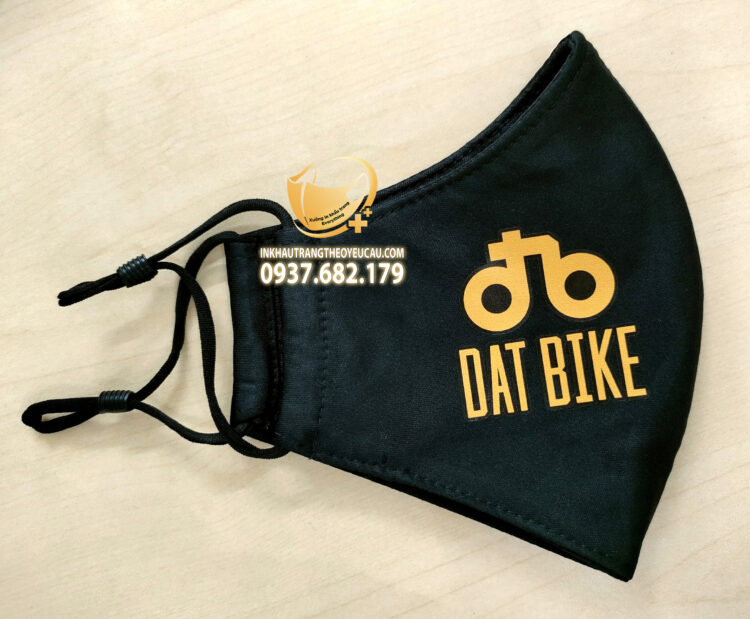 Khẩu trang vải màu đen in logo Đạt Bike