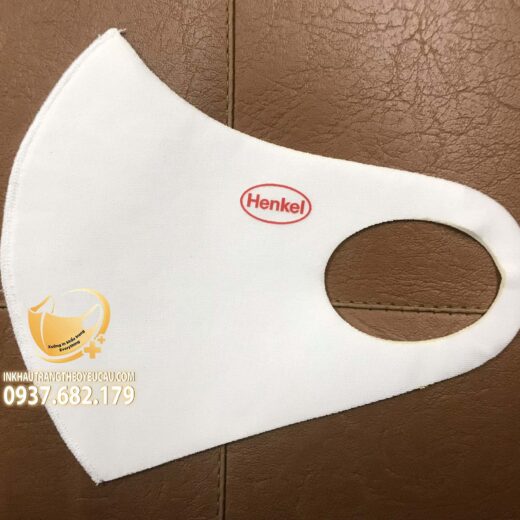 Khẩu trang vải poly 2 da in logo Henkel Việt Nam