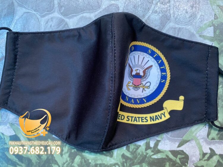 Khẩu trang vải in logo Hải quân Mystates Navy đẹp